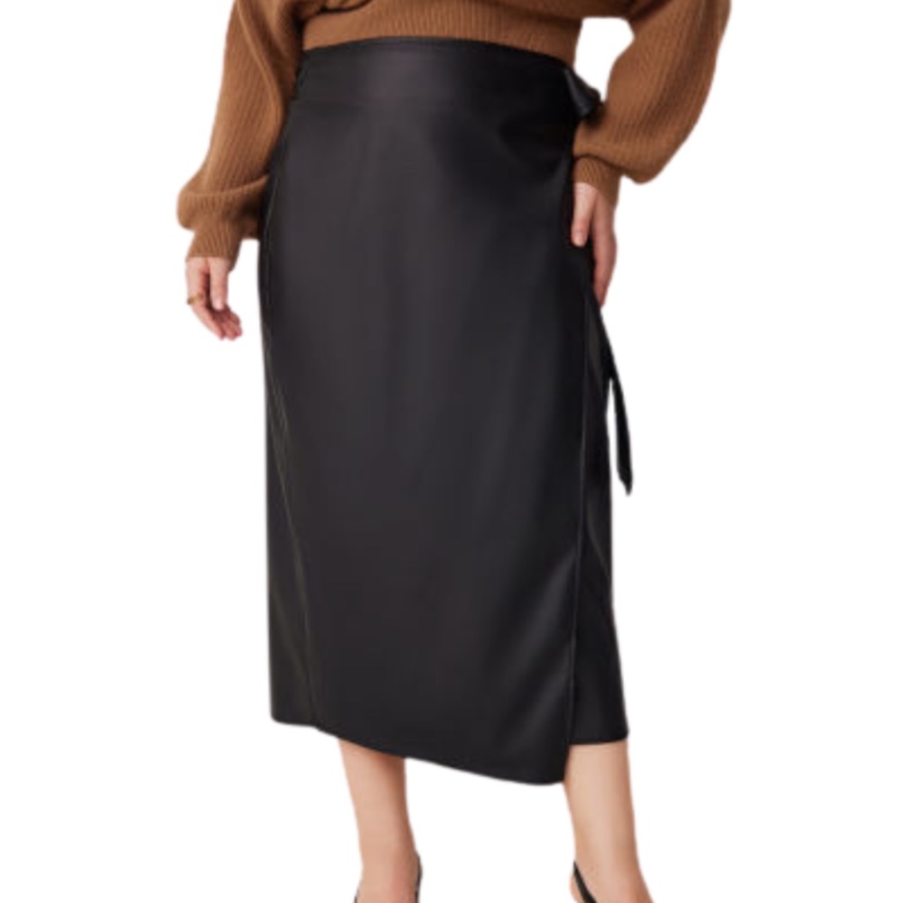Women’s Plus Size Cider Faux Leather Midi Skirt, Size  1X